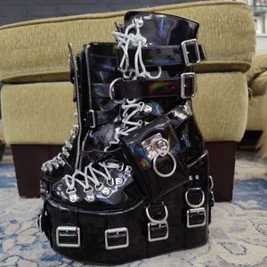 Club Exx Iridescent platform boots